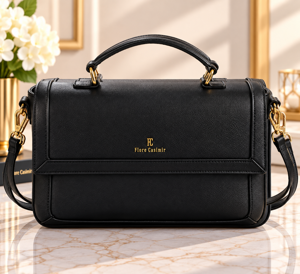 Sac à main FLORE CASIMIR cuir de veau Satiné 100% cuir
