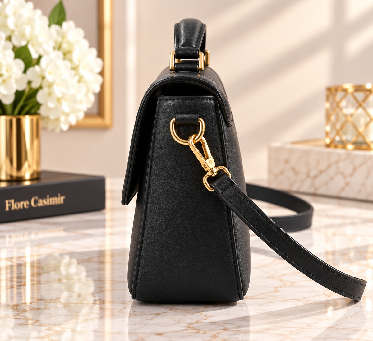 Sac à main FLORE CASIMIR cuir de veau Satiné 100% cuir