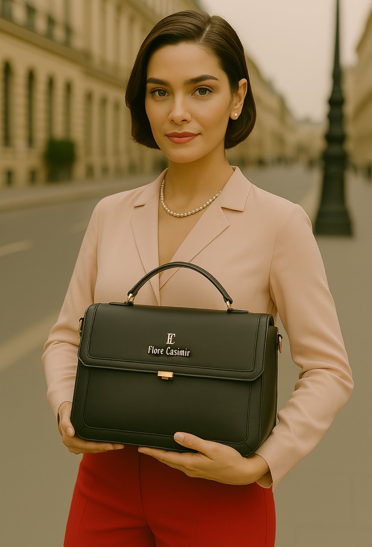 Sac à main FLORE CASIMIR cuir de veau Satiné