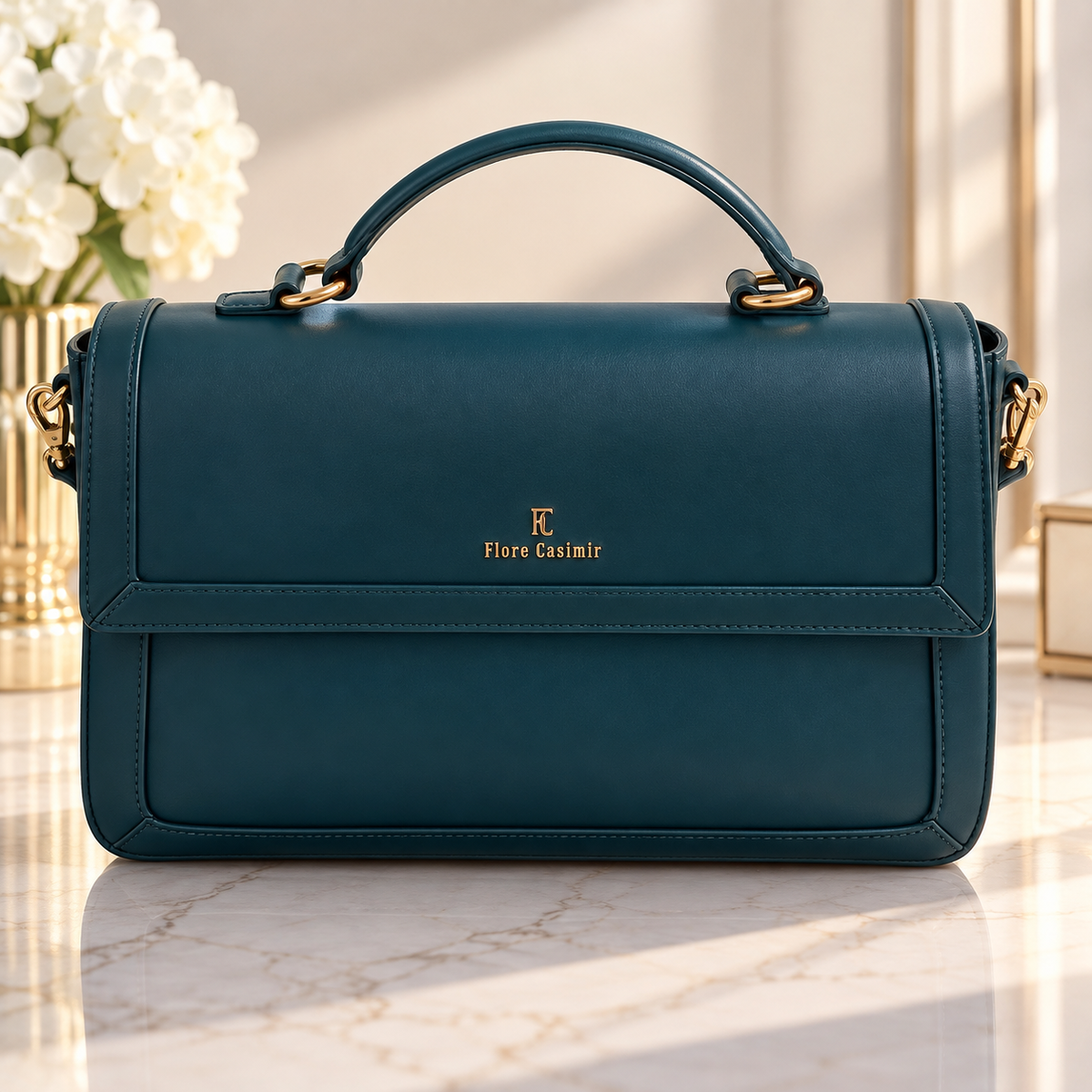 Sac à main FLORE CASIMIR cuir de veau Satiné 100% cuir
