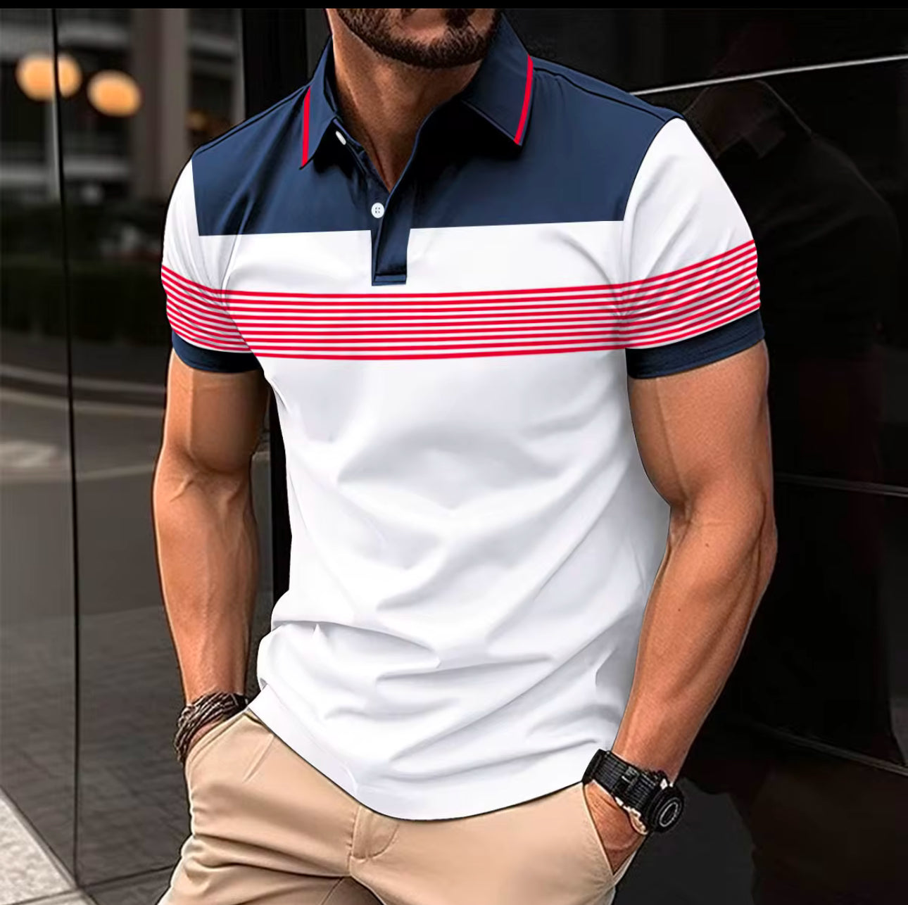 Polo  rayé Hotsale 2024,Polo T-shirt à manches courtes pour hommes