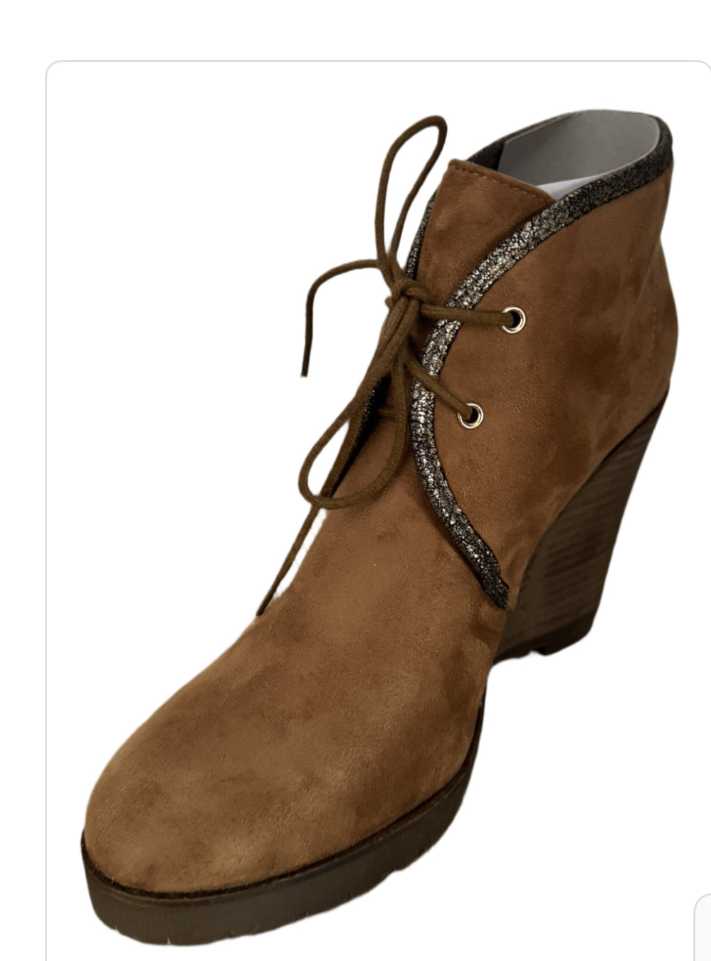 Botte en daim marron avec talon compensé,Bottes printemps pour femme- colection MAM