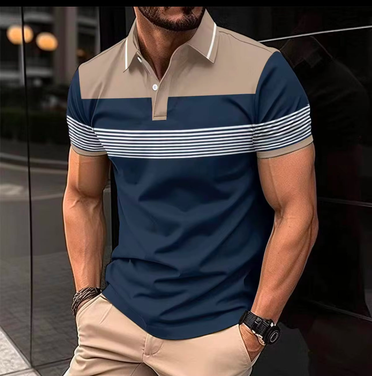 Polo  rayé Hotsale 2024,Polo T-shirt à manches courtes pour hommes