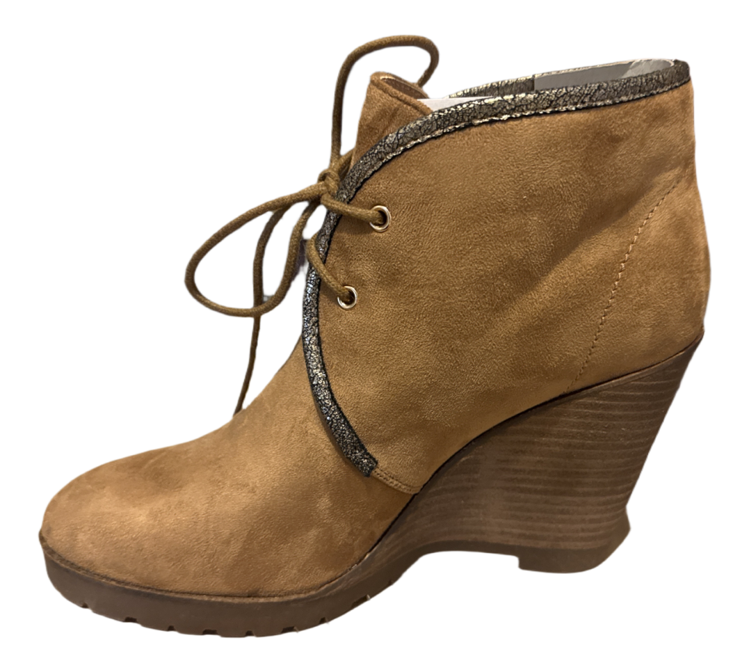 Botte en daim marron avec talon compensé,Bottes printemps pour femme- colection MAM