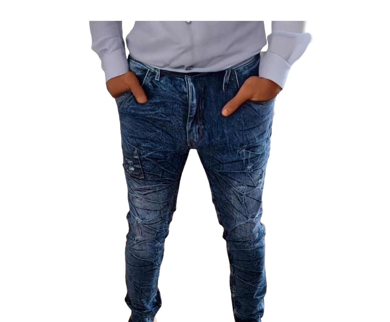 Jeans bleu rayé