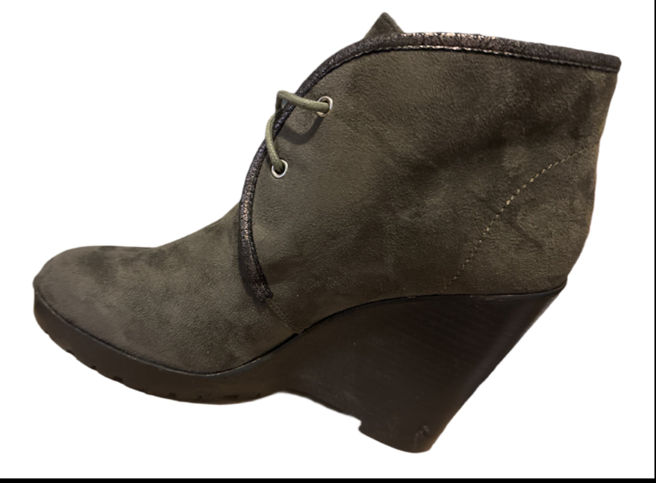 Botte en daim marron avec talon compensé,Bottes printemps pour femme- colection MAM